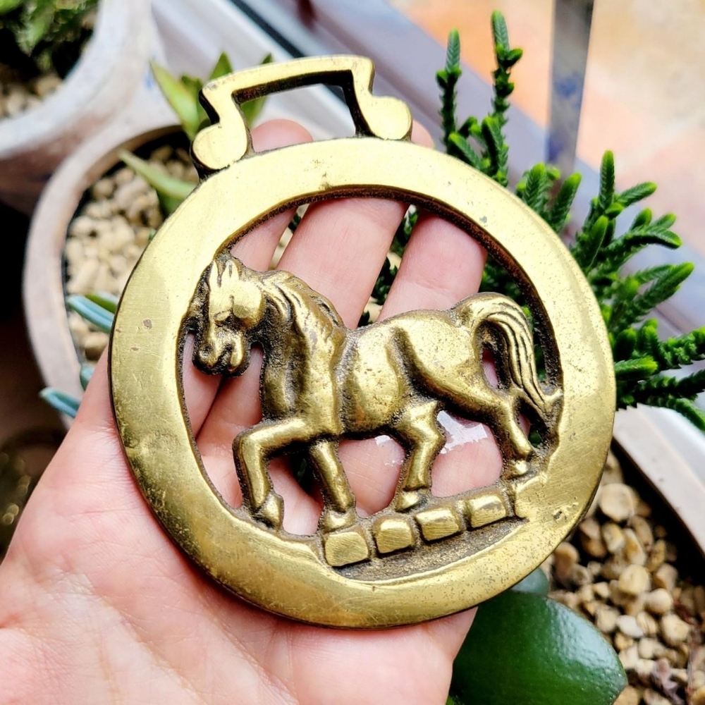 Vintage Horse Brass Harness Bottle Opener and Wall Hanging
